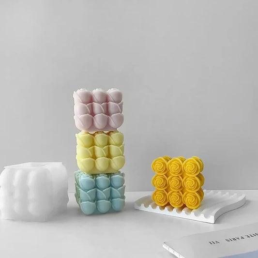Rose Cube Pillar Mould CM472