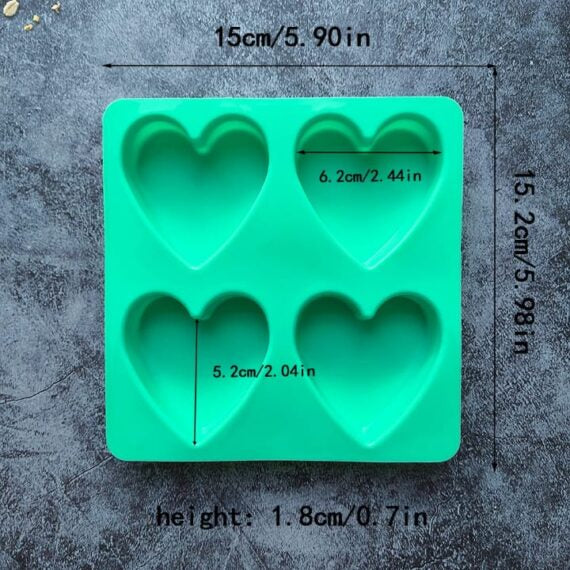 4 Cavity Heart Soap Mould CM645