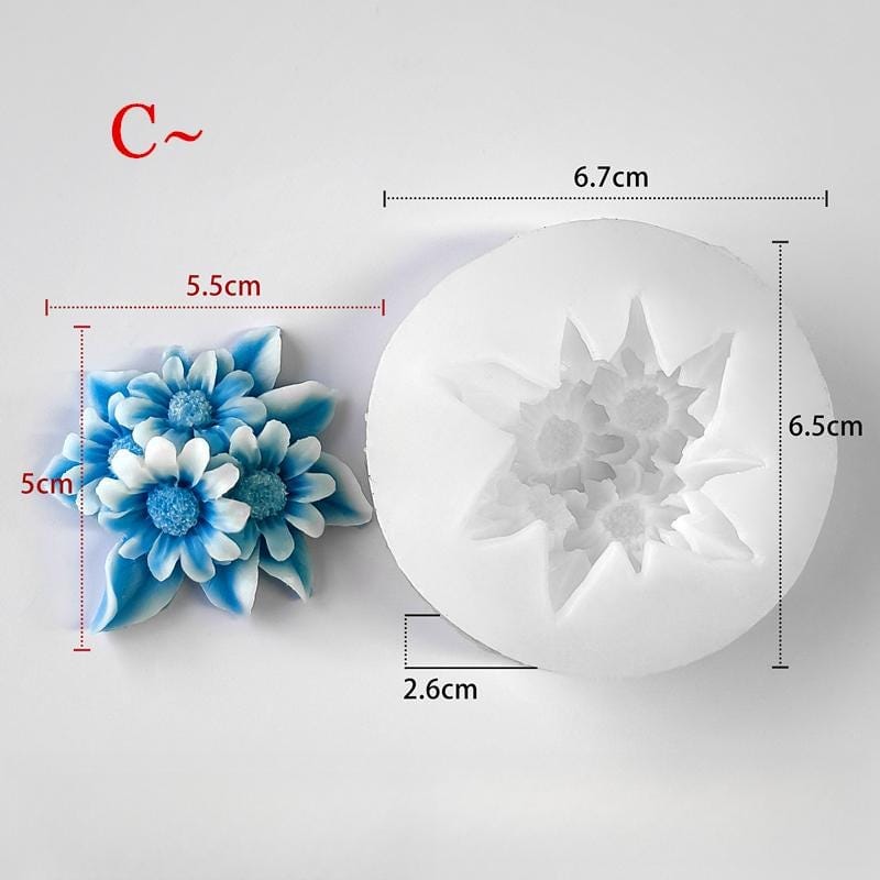 3 Sunflower Set Mould CM124