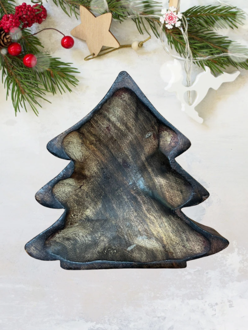Christmas Tree Wooden Bowl 18cm X 18cm - WP307