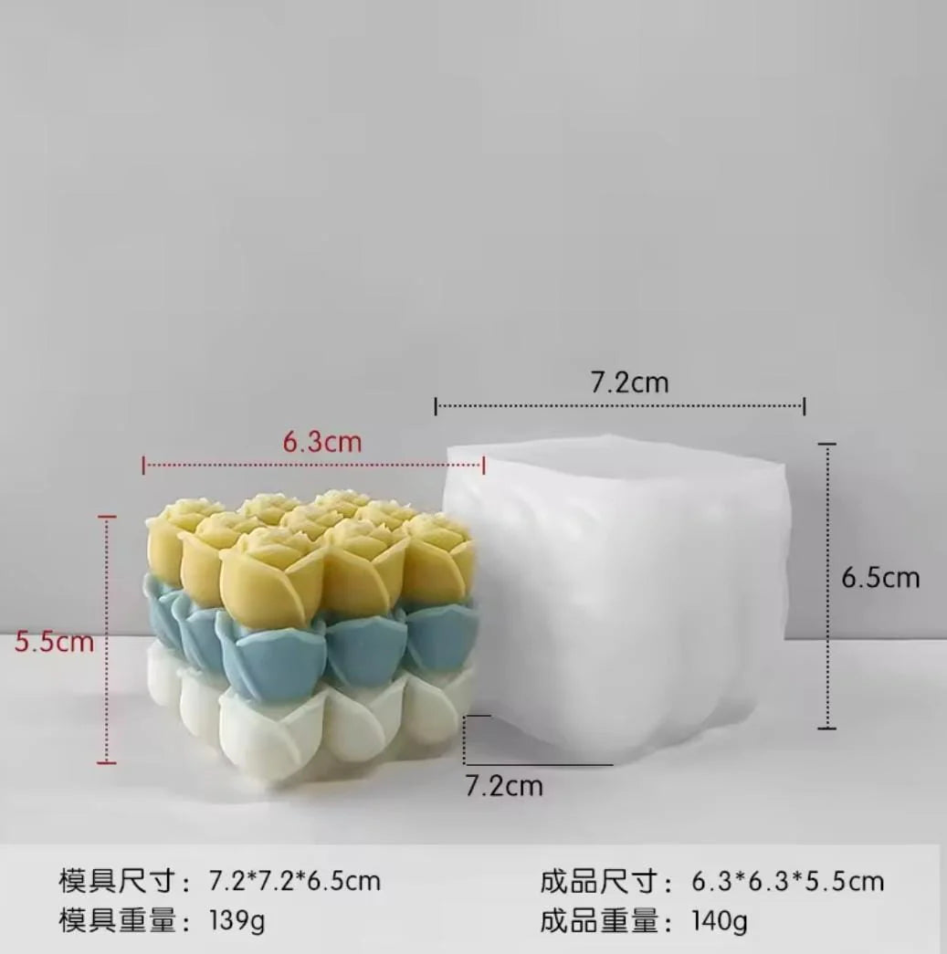 Rose Cube Pillar Mould CM472