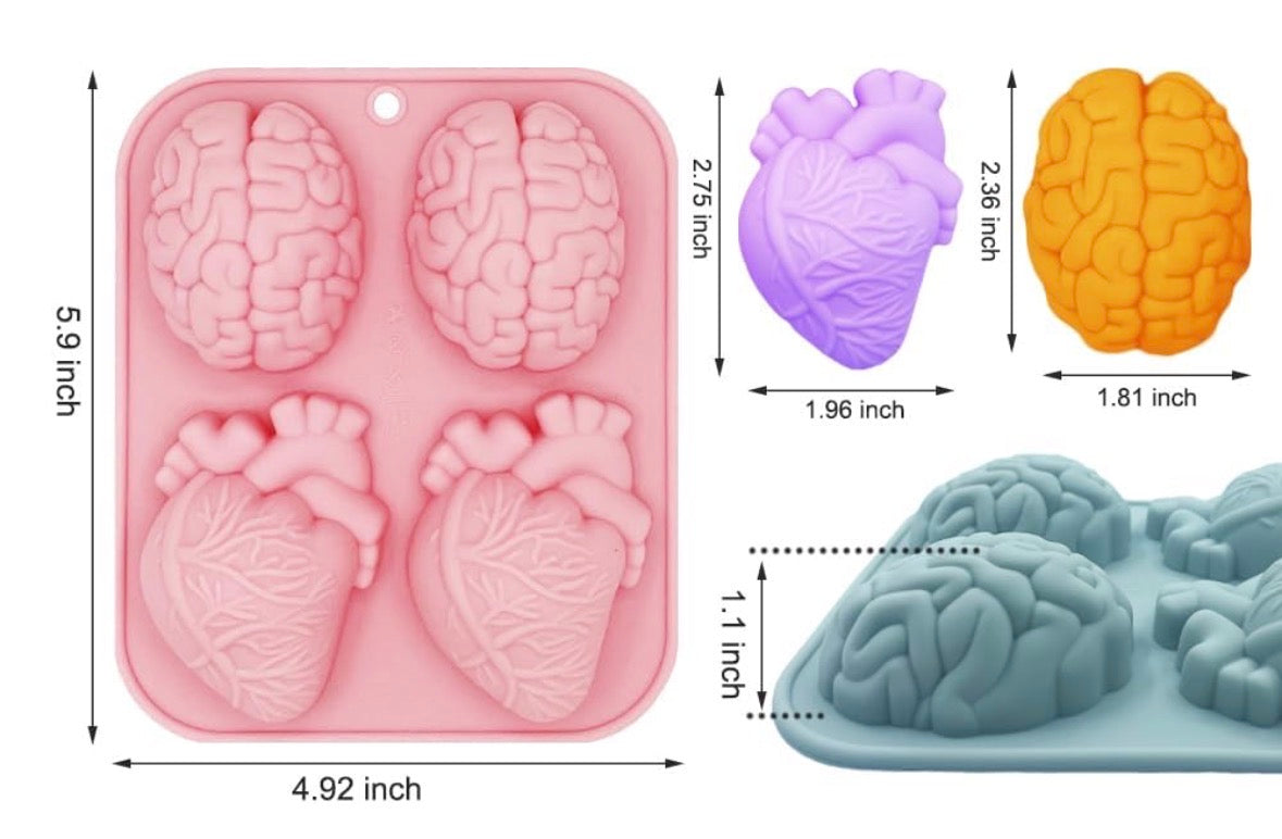 4 Cavity Heart Brain Mould CM633
