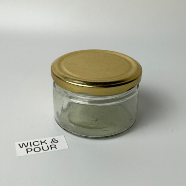 12 pieces - Wide Glass Jar with golden lid 250 ml - WP100