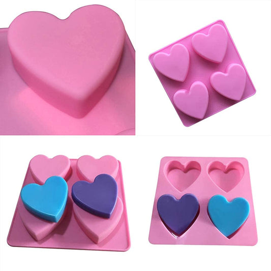 4 Cavity Heart Soap Mould CM645