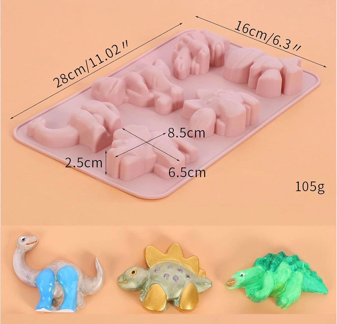 6 Cavity Dinosaur Mould CM626
