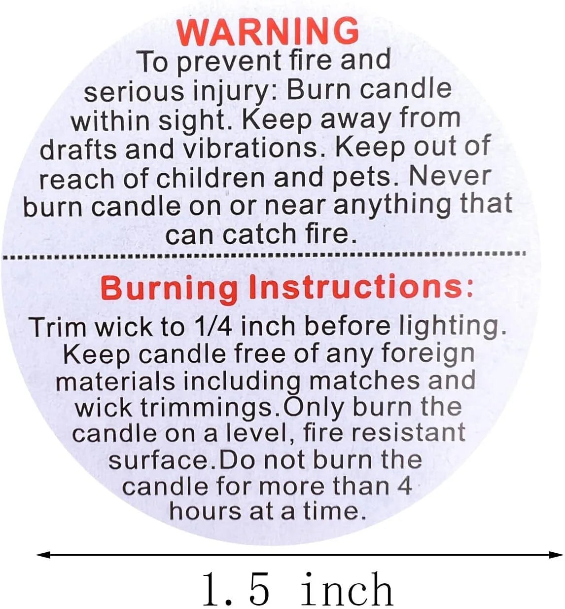 Warning Label for Candle