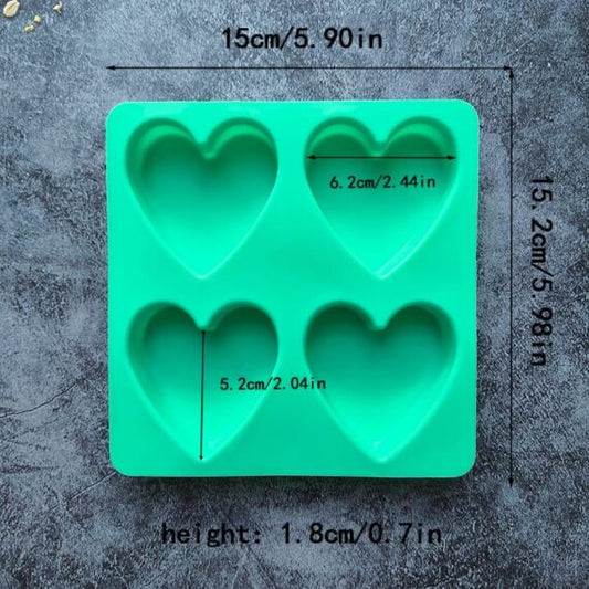 4 Cavity Heart Soap Mould CM645