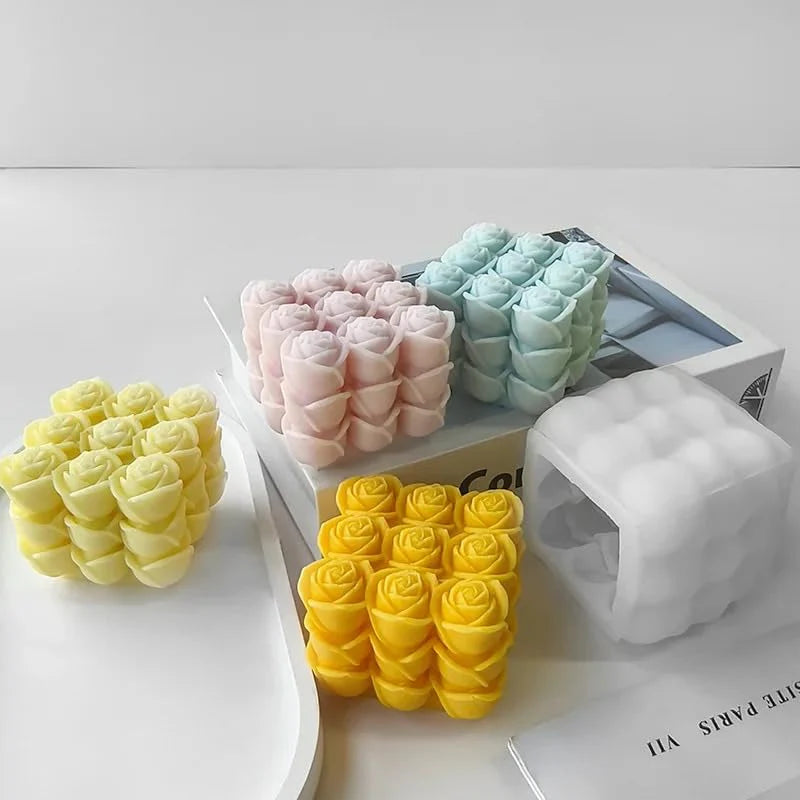 Rose Cube Pillar Mould CM472