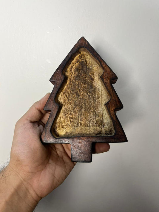 Christmas Tree Wooden Bowl 18cm X 12cm- WP300