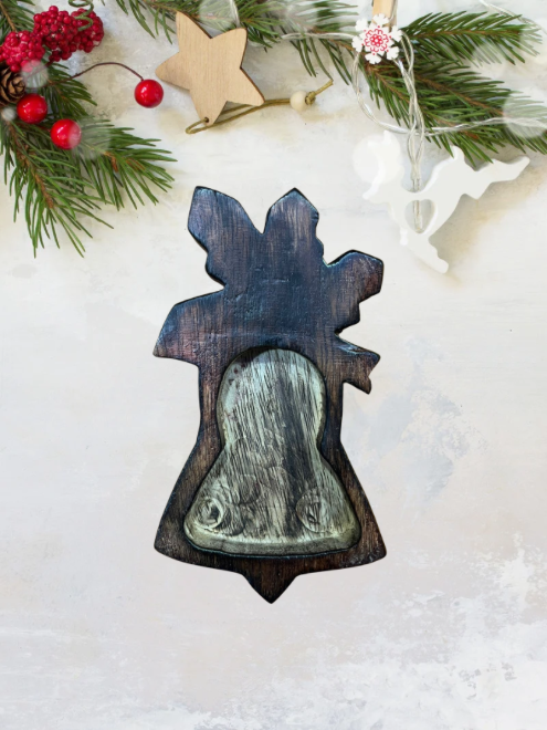 Christmas Jingle Bell Wooden Bowl 15cm X 9cm - WP311