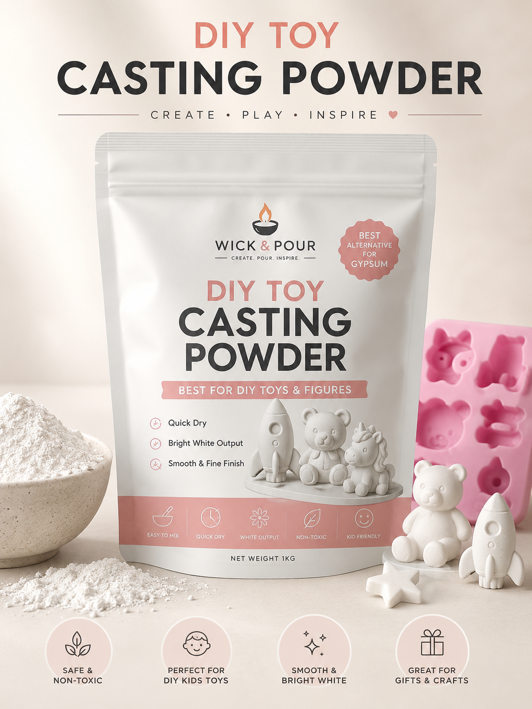 DIY Toy Casting Powder (White)