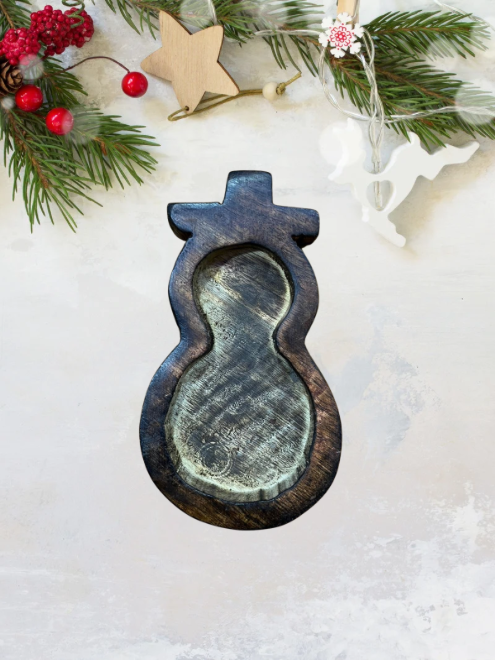 Snowman Wooden Bowl 12cm X 7.5cm - WP305