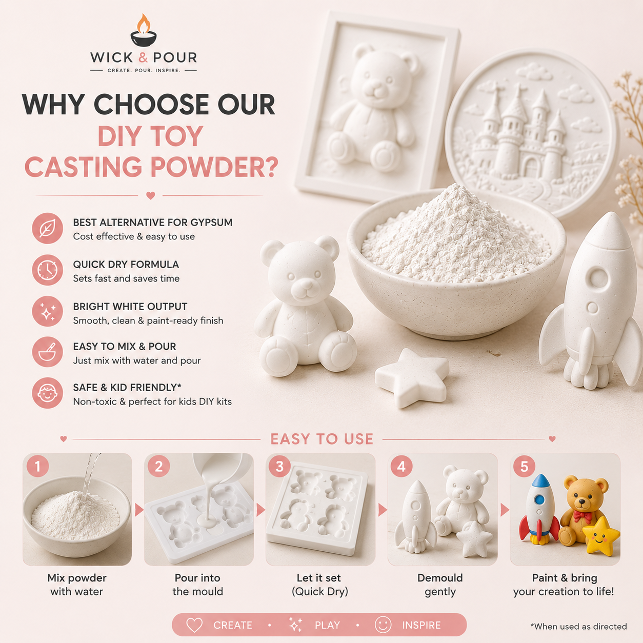 White Casting Powder / Gypsum Alternative (for DIY Toys and Figures) ART20