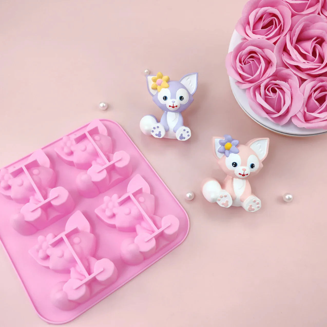 4 Cavity Cute Fox Mould CM597