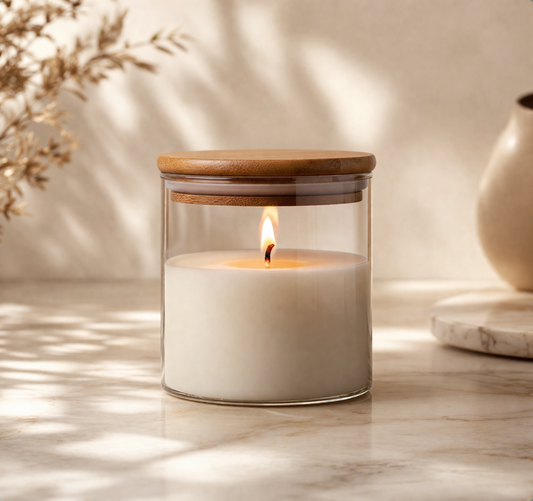 Clear Glass 500 ml with Wooden Lid - GL11