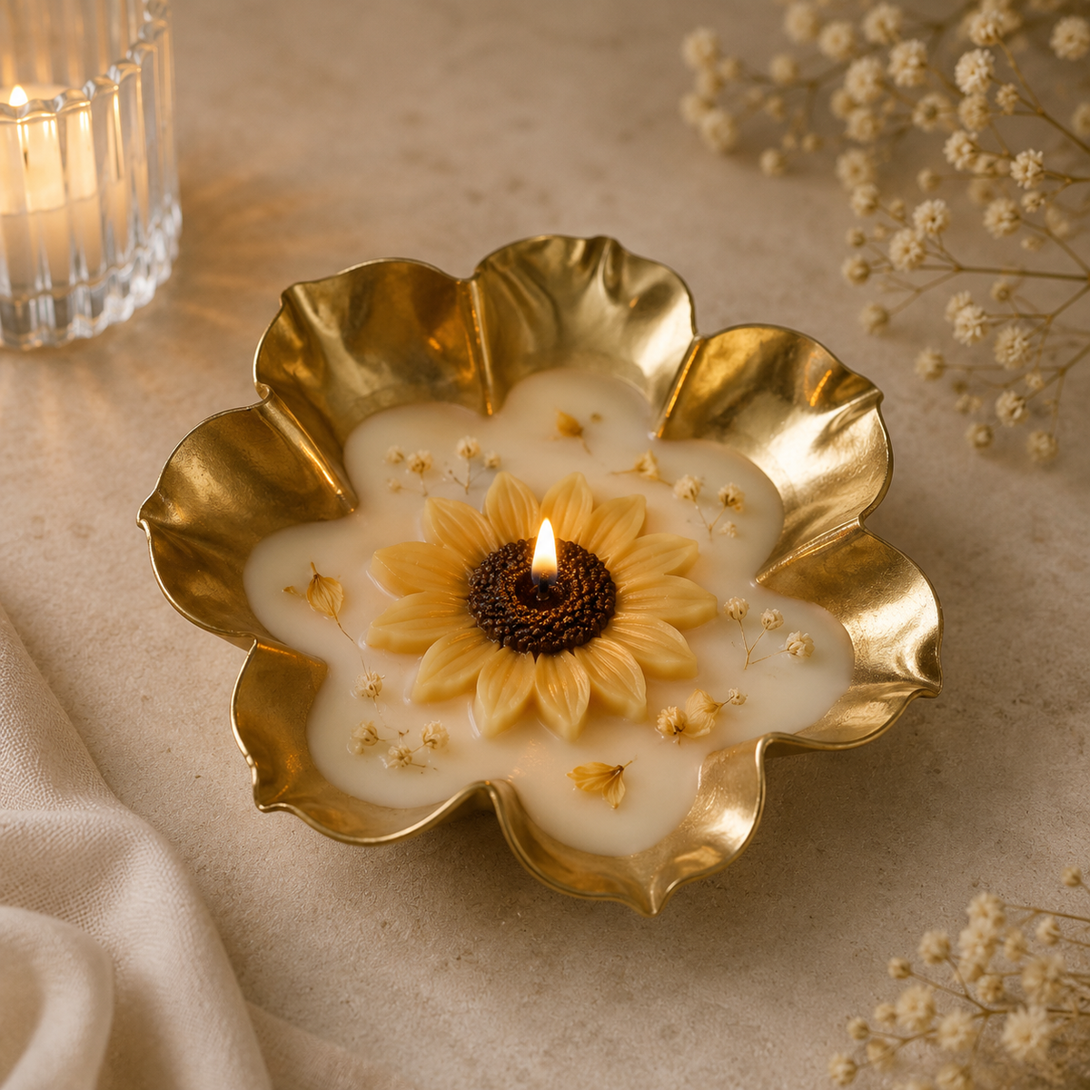 Sunflower Metal Urli 4 inch - UD14